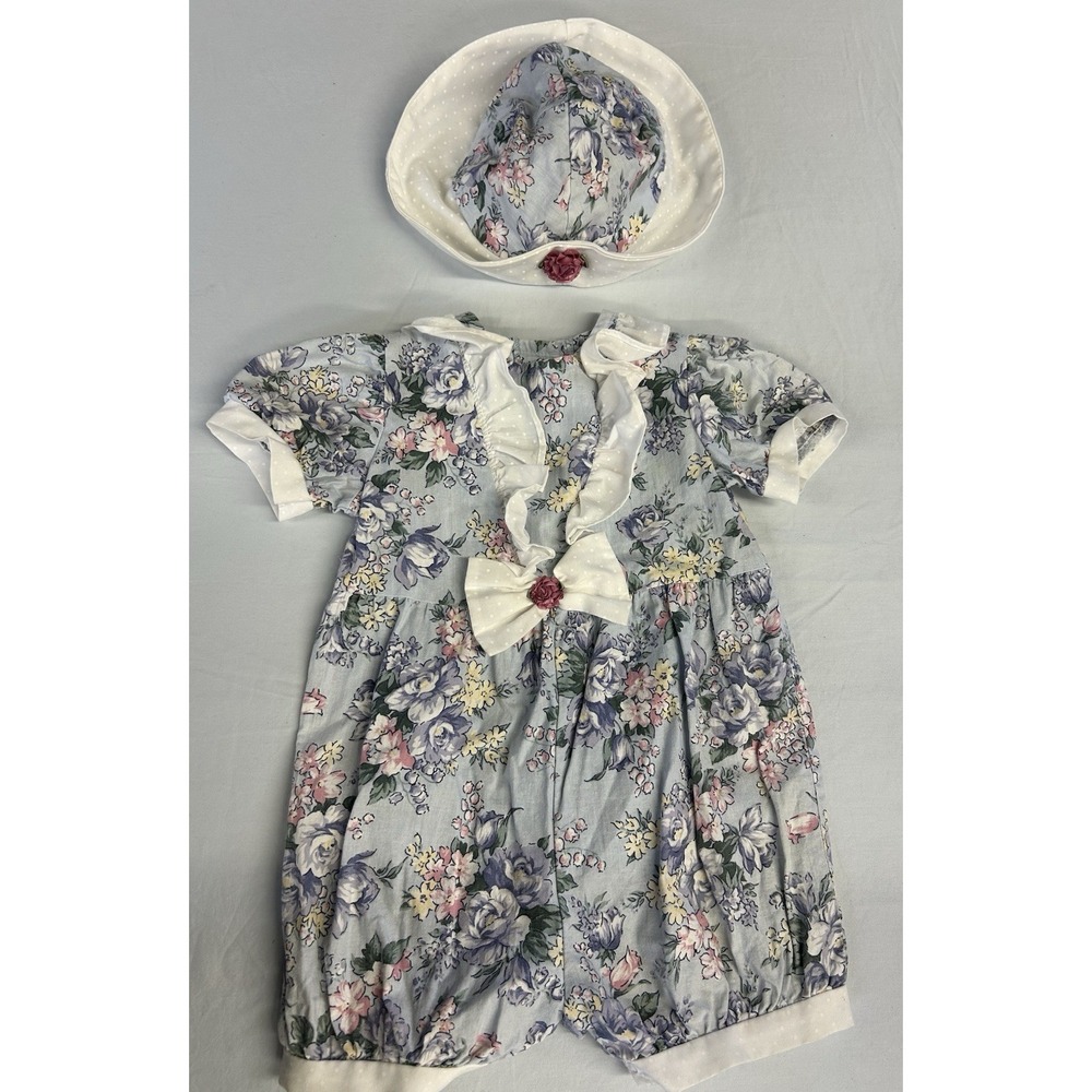 Vintage Brooke Lyndsay Baby Romper Jumper And Hat Size 24 Months VTG